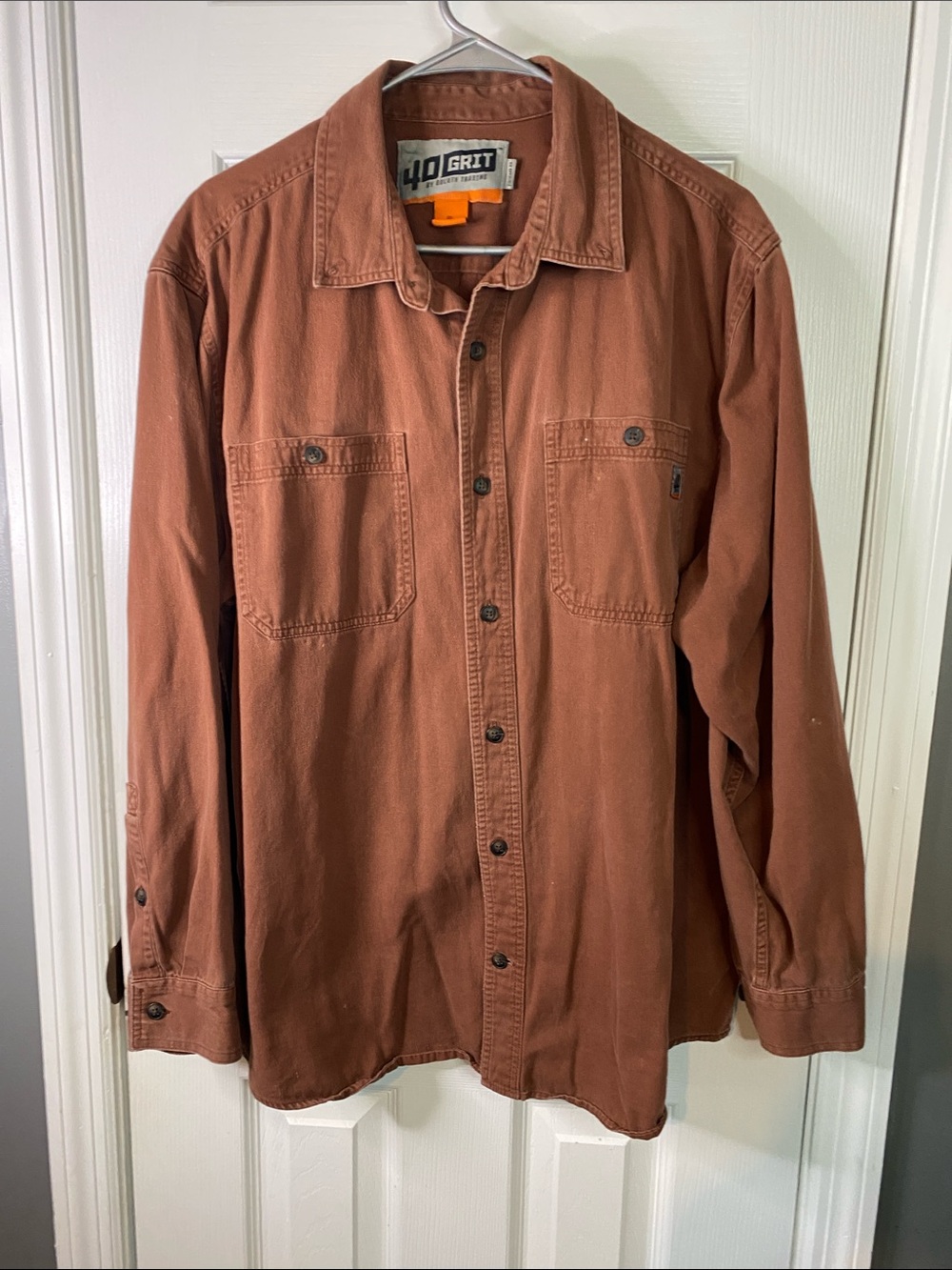 Duluth Trading Co Rust Brown Button-Front Shirt Jacket 40 Grit Size XLarge.